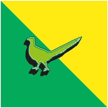 Bird Peasant Animal Shape Green and yellow modern 3d vector icon logo clipart