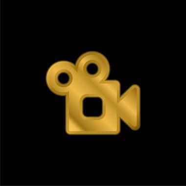 Analojik Video Kamera altın kaplama metalik simge veya logo vektörü