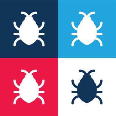 Big Bug blue and red four color minimal icon set clipart
