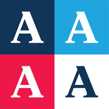 Academia Edu blue and red four color minimal icon set clipart