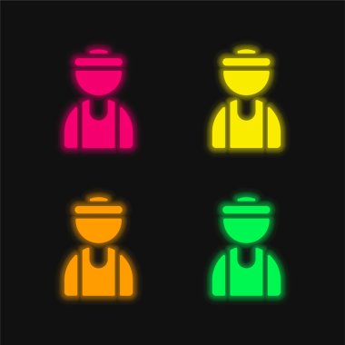 Dört renkli parlak neon vektör simgesi