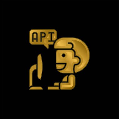 Uygulama altın kaplama metalik simge veya logo vektörü