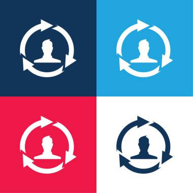 Affiliate Marketing blue and red four color minimal icon set clipart