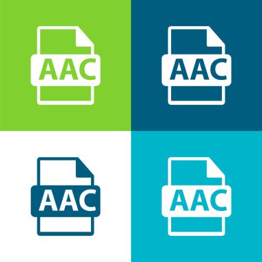 AAC Dosya Biçimi Değişkeni Düz 4 renk minimal simgesi seti