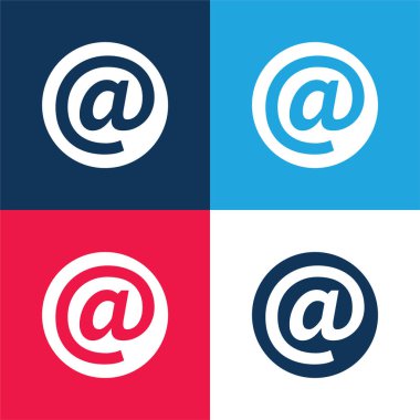 Bir Çemberin İçindeki Sembolde mavi ve kırmızı dört renk simgesi seti