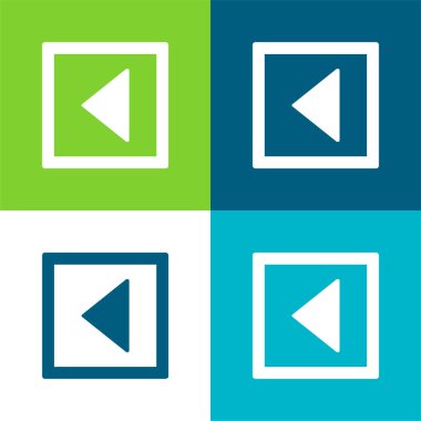 Arka Üçgen Ok Kare Tuşu Dış Hattı Düz 4 renk minimal simgesi seti