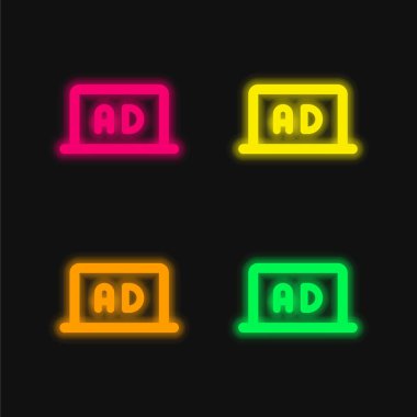 Dört renk parlayan neon vektör simgesi ekle