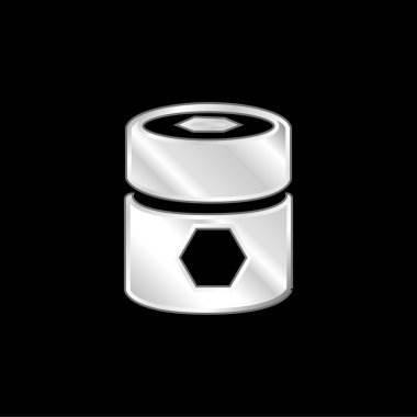 Barrel With Pentagons silver plated metallic icon clipart