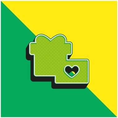 Şimdiki doğum günü Yeşil ve sarı 3D vektör simgesi