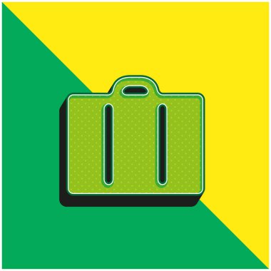 Siyah Seyahat Bavulu Yeşil ve Sarı 3D vektör simgesi