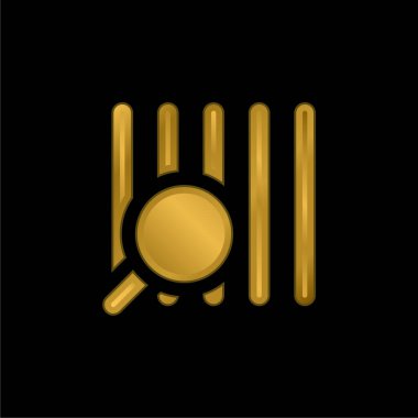 Barkod altın kaplama metalik simge veya logo vektörü