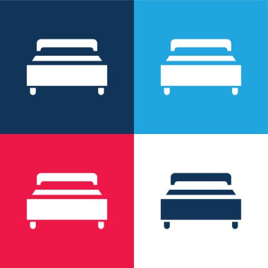 Yatak odası mavi ve kırmızı dört renk minimal simge seti
