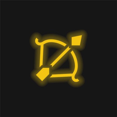 Okçuluk sarı parlak neon simgesi