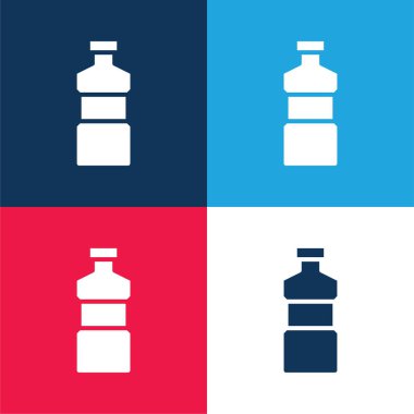 Şişe mavi ve kırmızı dört renk minimal simge kümesi