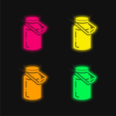 Bottle four color glowing neon vector icon clipart