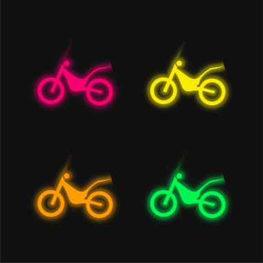 Motosiklet Kenarı Görünümü 4 renkli neon vektör simgesi