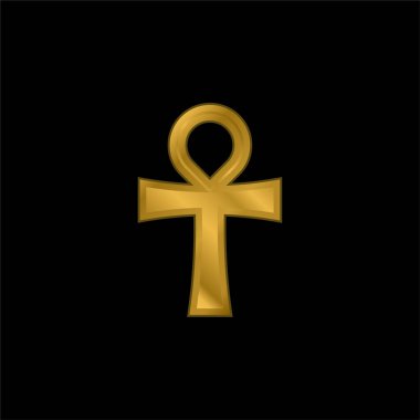 Ankh altın kaplama metalik simge veya logo vektörü