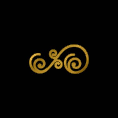 Asymmetrical Floral Design Of Spirals gold plated metalic icon or logo vector clipart