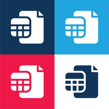 Hesaplar mavi ve kırmızı dört renk minimal simgesi kümesi