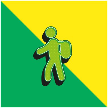 Sırt çantalı Yeşil ve Sarı 3D vektör simgesi logosu