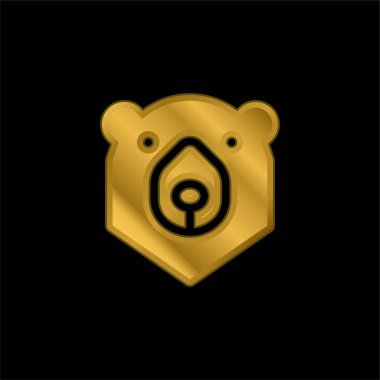 Ayı altın kaplamalı metalik simge veya logo vektörü