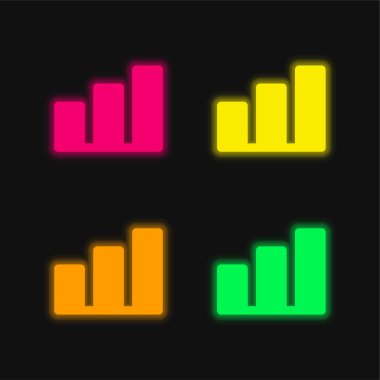 Çubuk Çizelgesi dört renk parlayan neon vektör simgesi