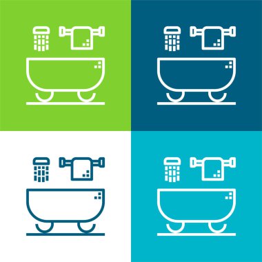 Küvet Düz 4 renk simgesi seti