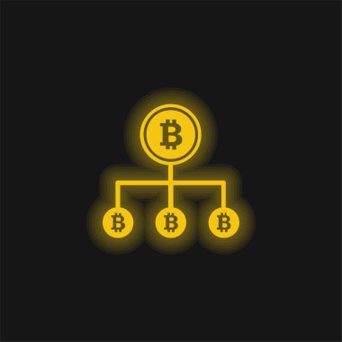 Bitcoin Alt Satır Grafik sarı parlak neon simgesi