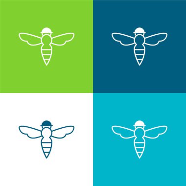 İğneli Arı Dış Hattı Düz 4 renk simgesi seti