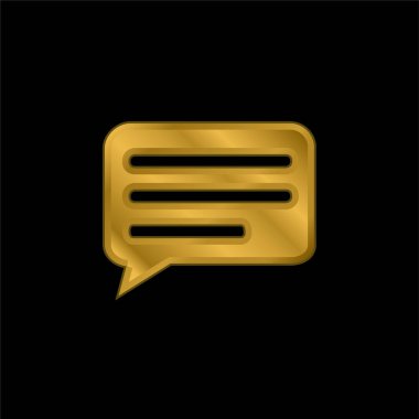 Altın kaplama metalik simge veya logo vektörü içinde çizgileri olan Siyah Konuşma Kabarcığı