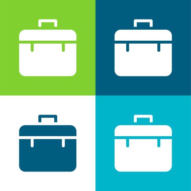 Evrak çantası Düz 4 renk minimal simgesi seti