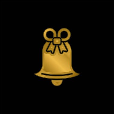 Bell gold plated metalic icon or logo vector clipart