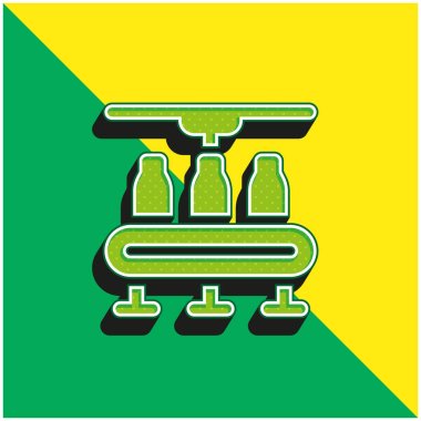 Şişeler yeşil ve sarı modern 3d vektör simgesi logosu
