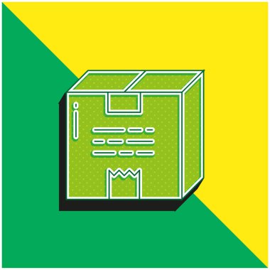 Kutu Yeşil ve Sarı Modern 3D vektör simgesi logosu