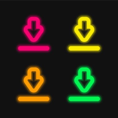 Big Download Arrow four color glowing neon vector icon clipart