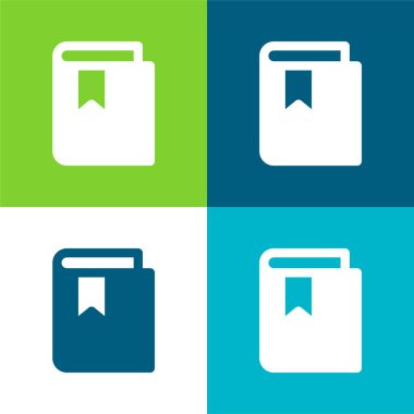 Kitap Düz 4 renk minimal simgesi seti