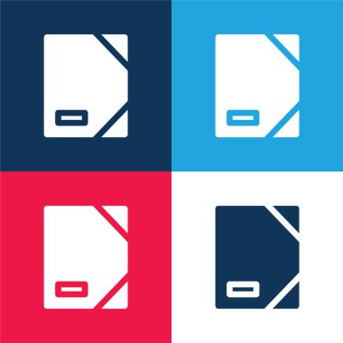 Klasör mavi ve kırmızı dört renk minimal simge kümesi