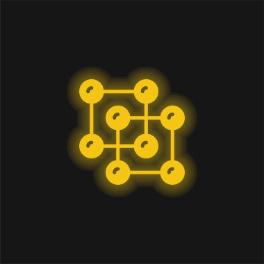 Atomlar sarı parlayan neon simgesi