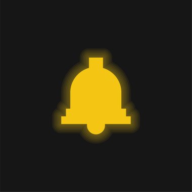 Bell yellow glowing neon icon clipart