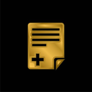 Dosya altın kaplamalı metalik simge ya da logo vektörü ekle