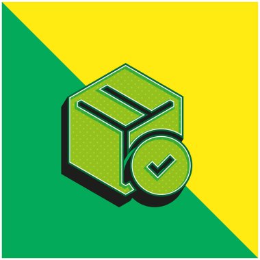 Kutu Yeşil ve Sarı Modern 3D vektör simgesi logosu