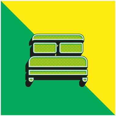 Yatak Yeşil ve Sarı Modern 3D vektör simgesi logosu