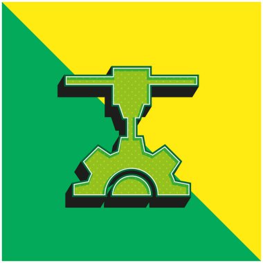 3d Yazıcı Yeşil ve Sarı 3d vektör simgesi