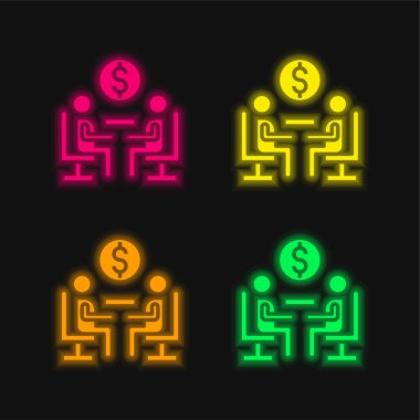 Anlaşma dört renk parlayan neon vektör simgesi
