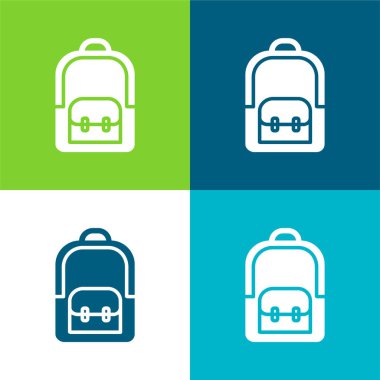 Sırt çantası Düz 4 renk minimal simgesi seti