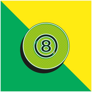 Bilardo Yeşil ve Sarı Modern 3D vektör simgesi logosu