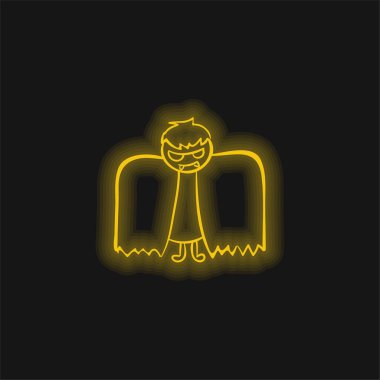 Cadılar Bayramı Kanatlı Oğlan Sarı parlak neon ikonu