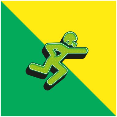 Amerikan Futbolcu Top Yeşil ve Sarı 3D vektör logosu ile Koşuyor