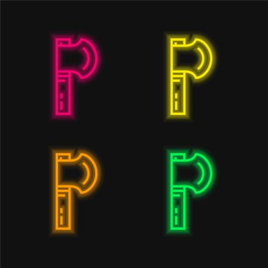 Axe dört renk parlayan neon vektör simgesi