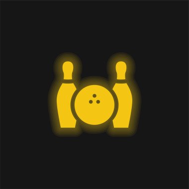 Bowling topu ve iki kase sarı parlak neon ikon